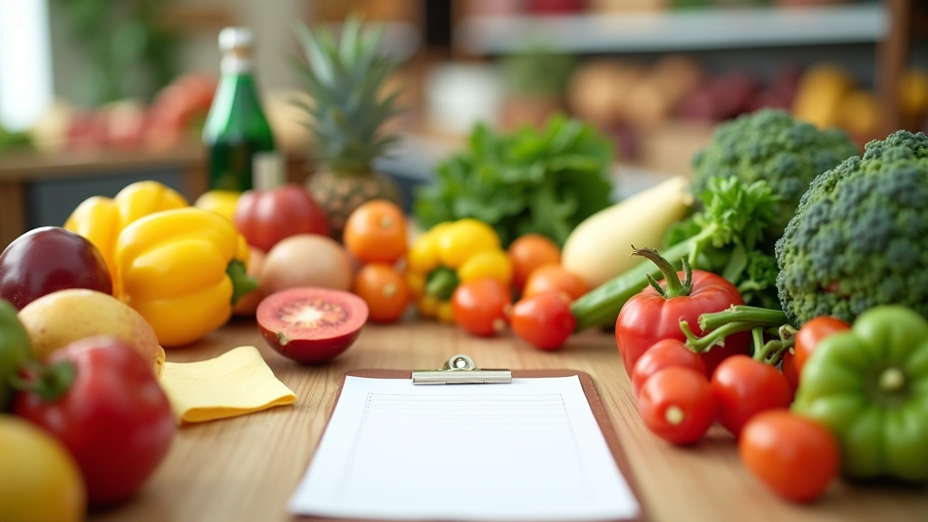 Organisation des courses alimentaires avec produits frais et liste de courses